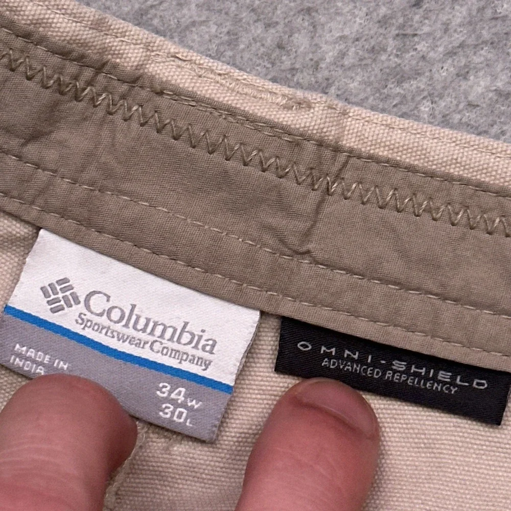 Columbia‎ Flex ROC Pants Men's 33x30 Beige Hiking Utility Heavyweight Cotton